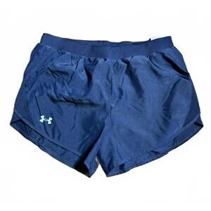 Under Armour HeatGear Running Shorts Loose Fit Lined Navy Blue Women's Medium